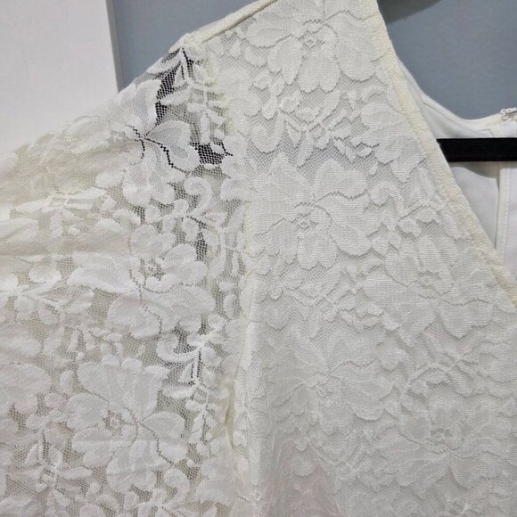 Torrid White Lace Midi Dress 14 | Bridal Flutter Sleeve Fit & Flare Romantic For - Picture 12 of 16